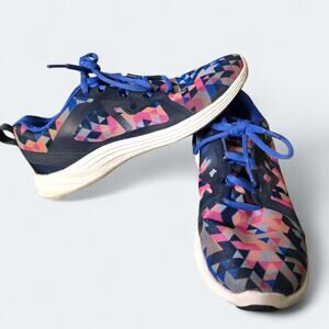 Vionic Navy Blue Multicolor Geometric Sneakers Womens Size 6.5